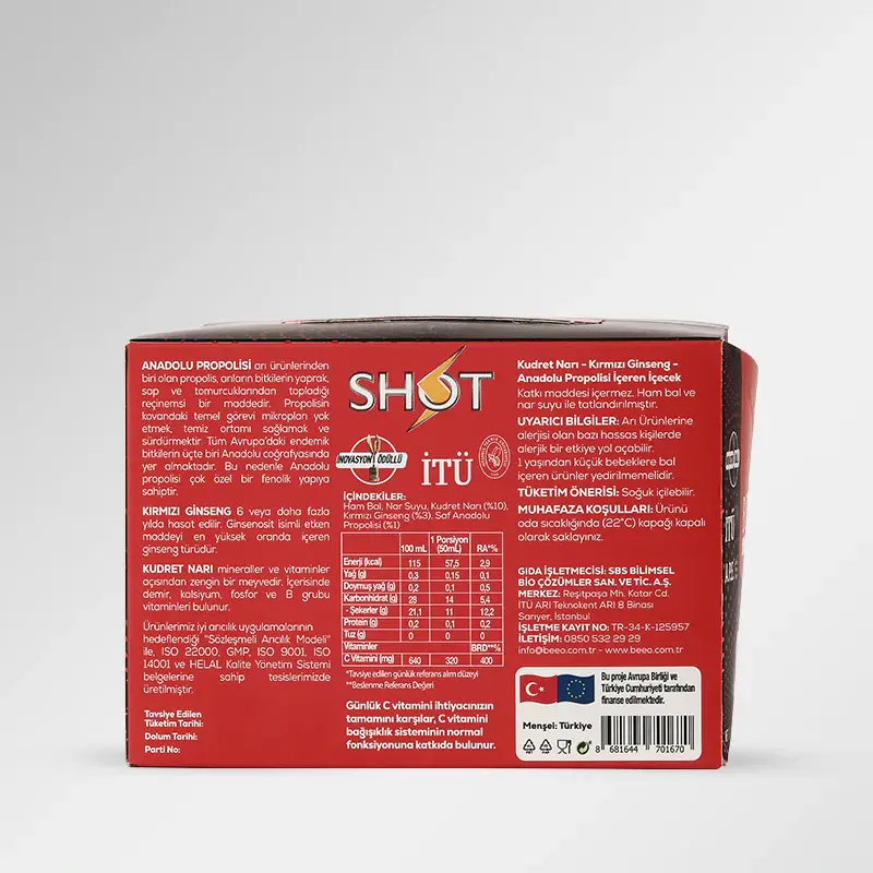 BEEO Kudret Narı Ginseng Propolis Shot 12`li 2.webp