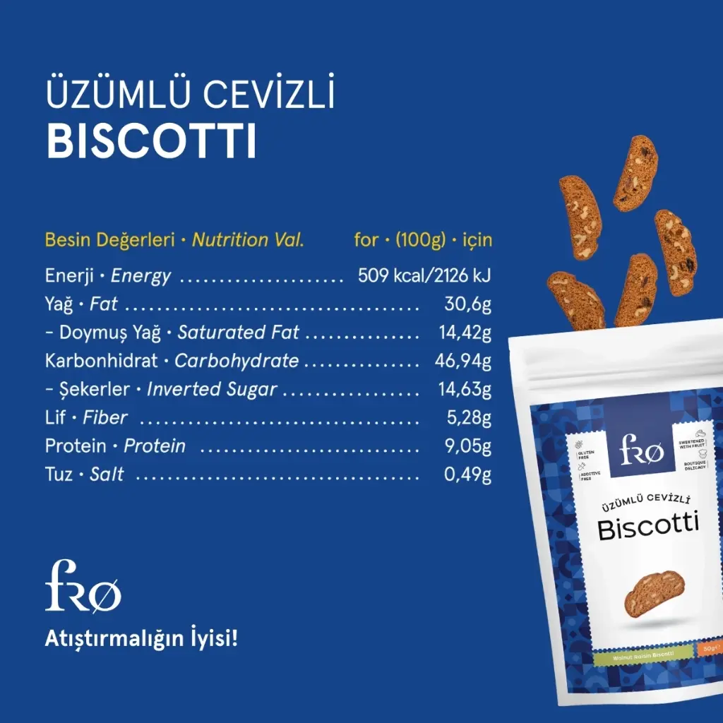 FRO Üzümlü Cevizli Biscotti Kurabiye Atıştırmalık 4.webp