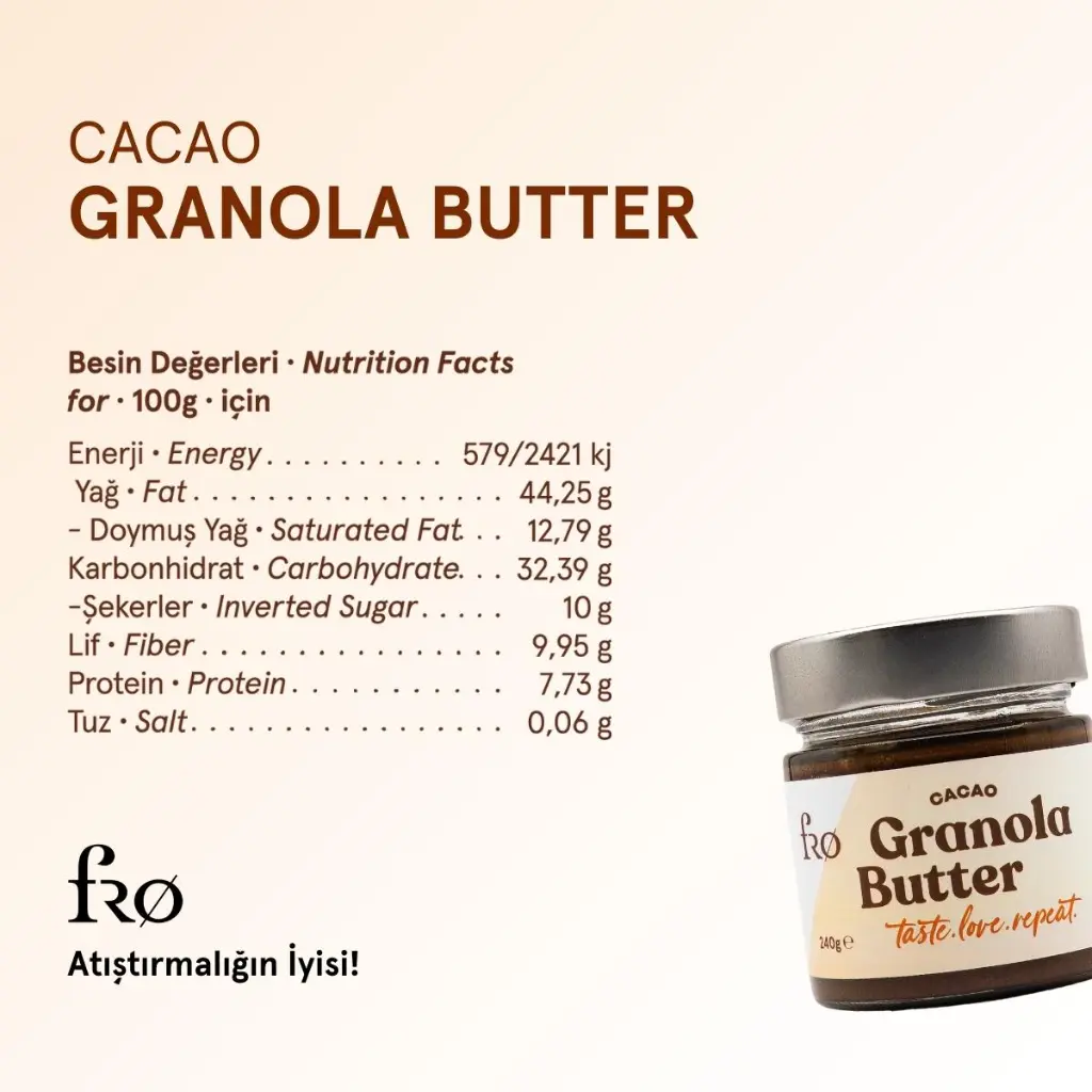 Granola Butter Cacao Glutensiz Şekersiz Vegan Sürülebilir Kahvaltılık Ara Öğün 4.webp