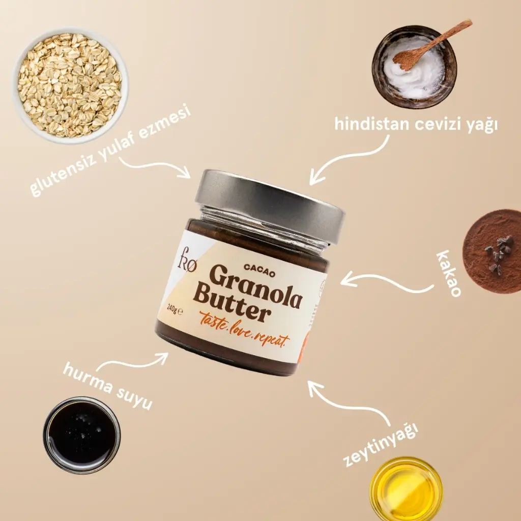 Granola Butter Cacao Glutensiz Şekersiz Vegan Sürülebilir Kahvaltılık Ara Öğün 3.webp