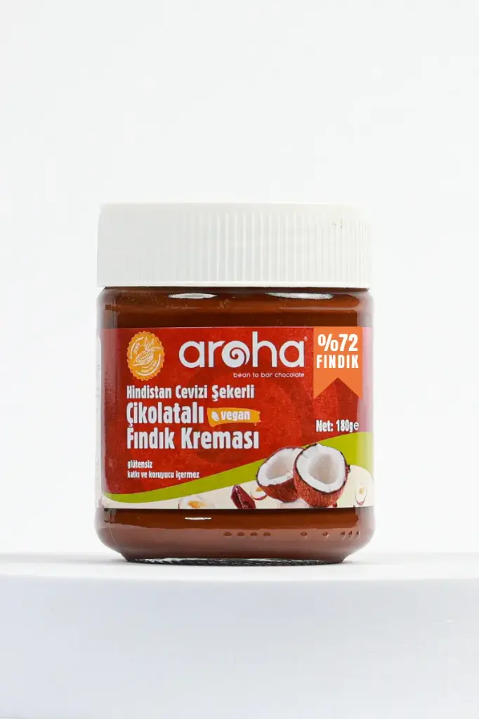 AROHA HİNDİSTAN CEVİZİ ŞEKERLİ ÇİKOLATALI FINDIK KREMASI %72 FINDIK - 180 G