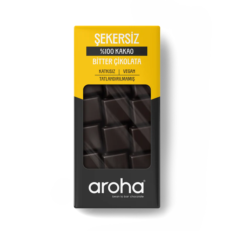 AROHA %100 KAKAO ŞEKERSİZ BİTTER ÇİKOLATA 80 G