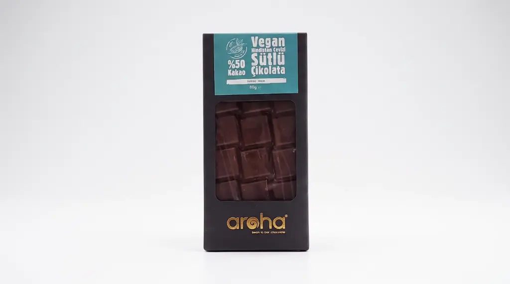 Hindistan Cevizi Sütlü Çikolata (Vegan / %50 Kakao ) 80 Gr. - Aroha
