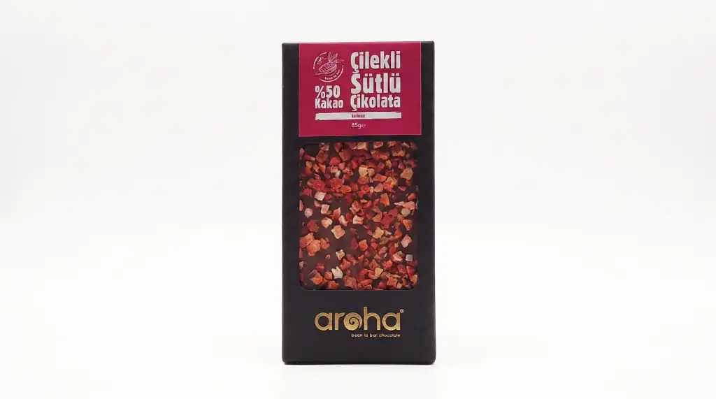 AROHA 50% COCOA STRAWBERRY MİLK CHOCOLATE – 85 G