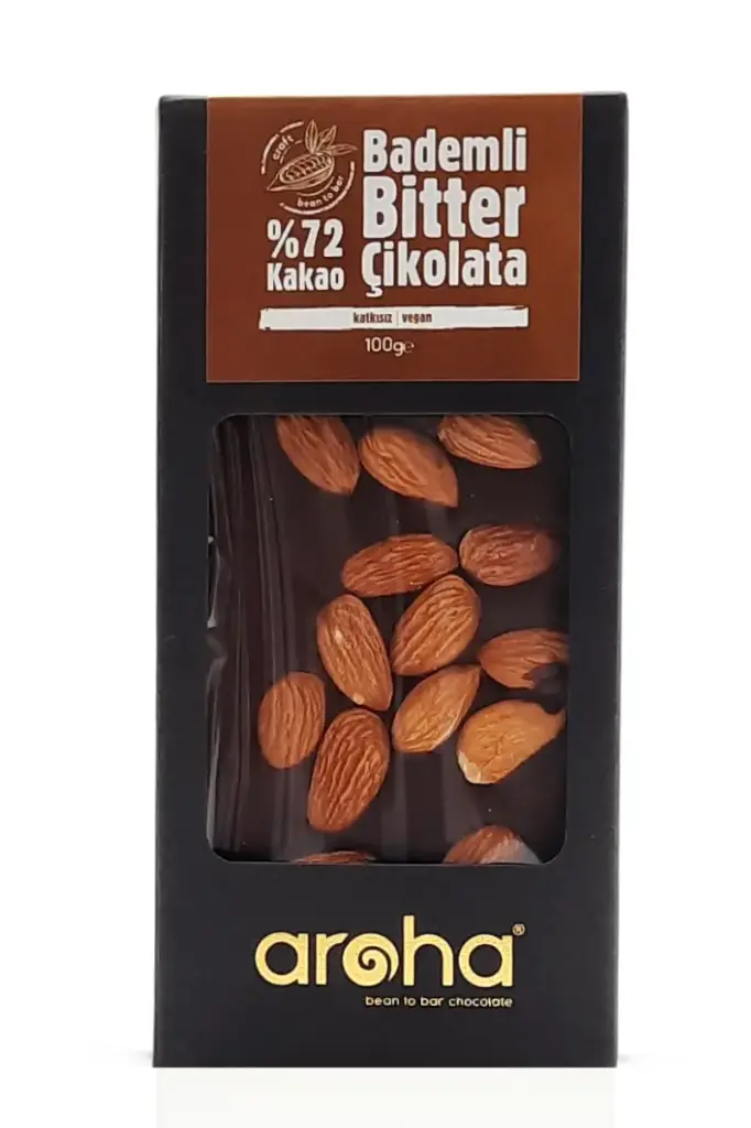 AROHA %72 KAKAO BADEMLİ BİTTER ÇİKOLATA 100 G