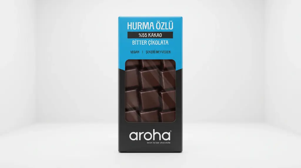 Hurma Özlü Bitter Çikolata (%85 Kakao) 80 Gr. - Aroha
