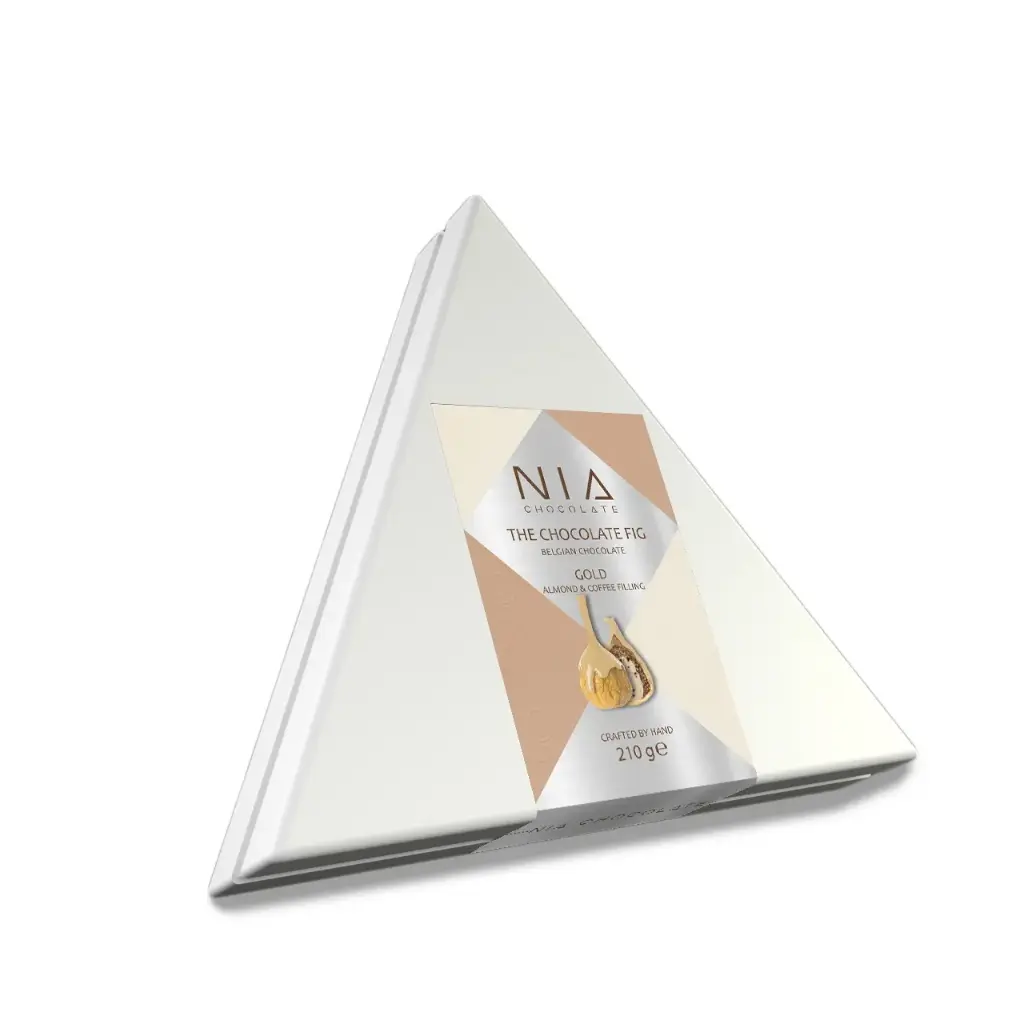 NIA CHOCOLATE GOLD COLLECTİON CHOCOLATE COATED FİGS – 210 G PREMİUM TRİANGLE BOX