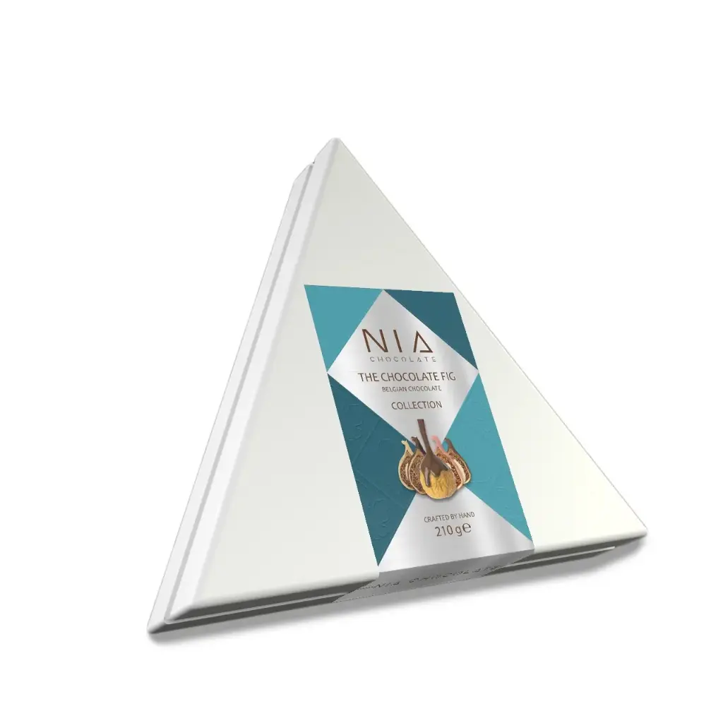 NİA CHOCOLATE ÇİKOLATALI İNCİR - KOLEKSİYON - 210 G ÜÇGEN KUTU - PREMIUM TASARIM