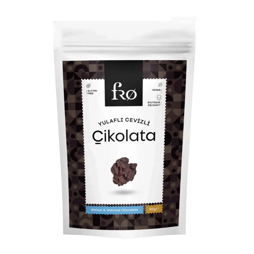 FRO YULAFLI CEVİZLİ ÇİKOLATA VEGAN GLUTENSİZ ŞEKERSİZ SAĞLIKLI ATIŞTIRMALIK