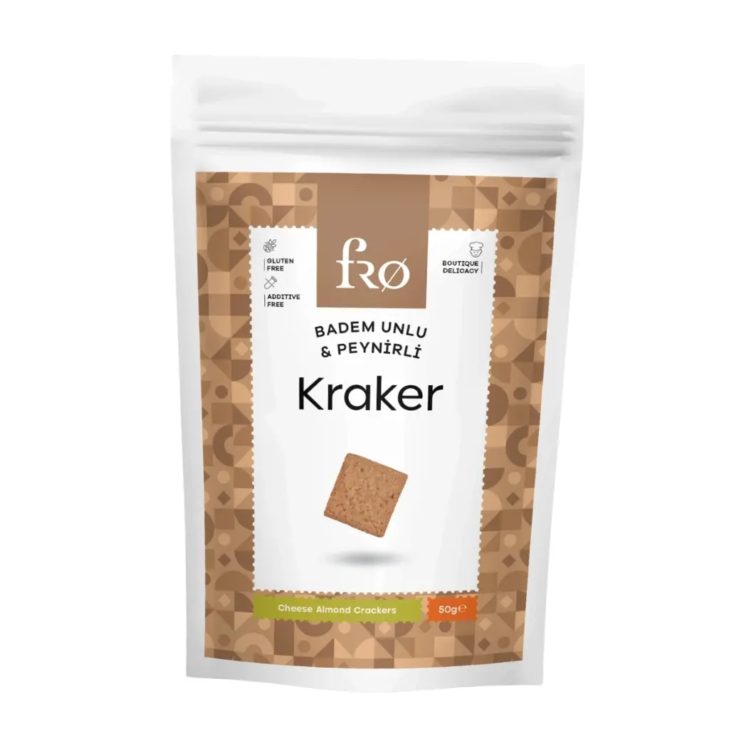 FRO BADEM UNLU PEYNİRLİ KRAKER GLUTENSİZ DOYURUCU SAĞLIKLI KATKISIZ ATIŞTIRMALIK