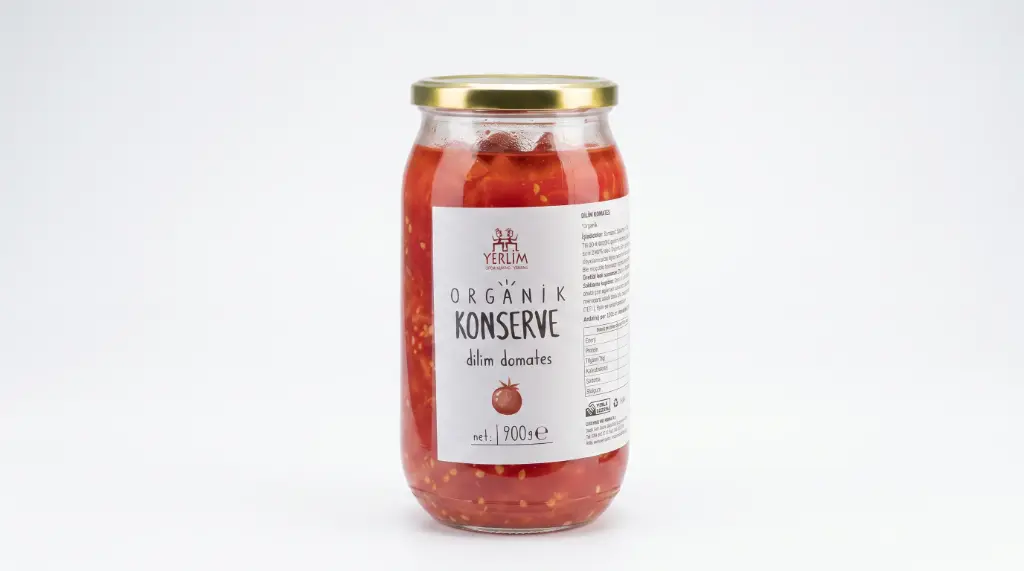 Organik Konserve Dilim Domates 900 Gr. - Yerlim