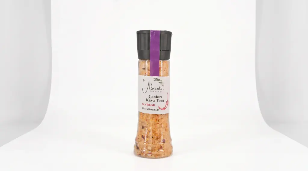 ALAÇATI NATUREL ÇANKIRI ROCK SALT WİTH HOT CHİLİ PEPPER – 370 G