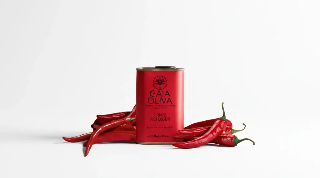 Çeşnili Natürel Sızma Zeytinyağı ( Kırmızı Acı Biber) 175 Ml - Gaia Oliva
