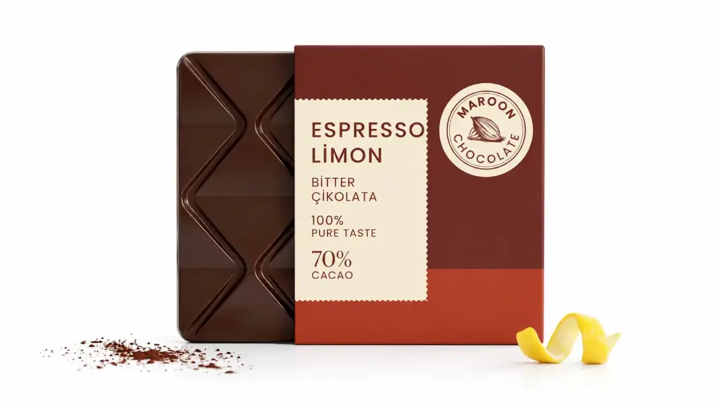 Espresso Limonlu Bitter Tablet Çikolata - Maroon