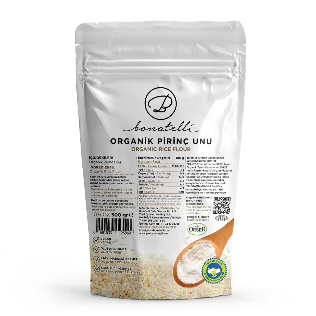 TELLİOĞLU ORGANİK PİRİNÇ UNU 300 G