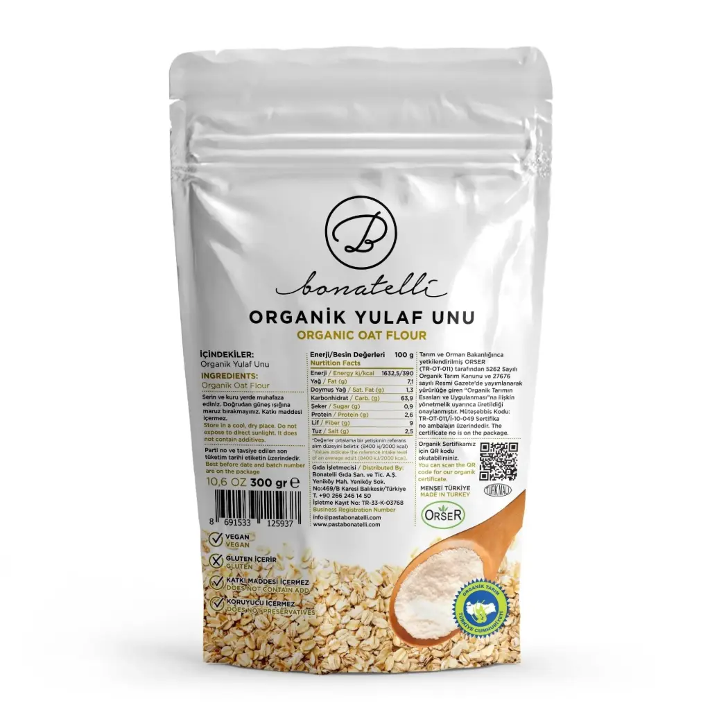 TELLİOĞLU ORGANİK YULAF UNU 300 G